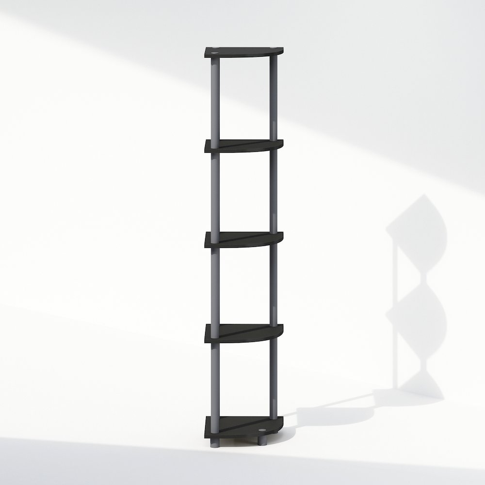 Corner Shelf, 5-Tier Corner Display Rack, Shelving Unit, Plain Black. Picture 2