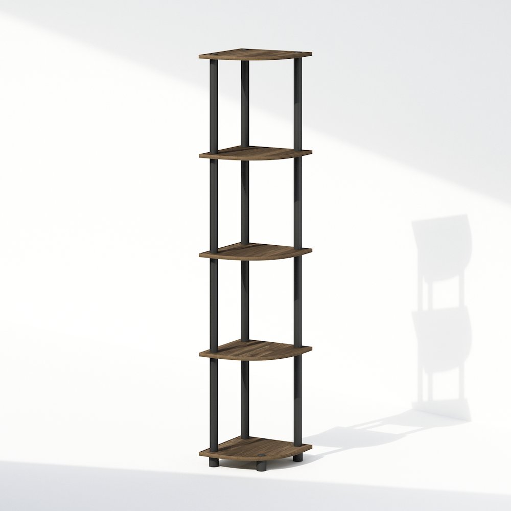 Corner Shelf, 5-Tier Corner Display Rack, Shelving Unit, Brown Walnut. Picture 1