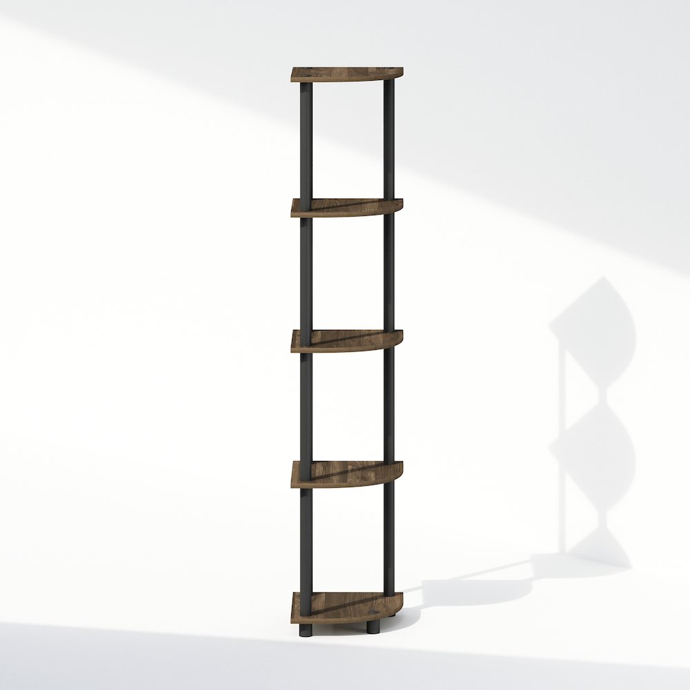 Corner Shelf, 5-Tier Corner Display Rack, Shelving Unit, Brown Walnut. Picture 2