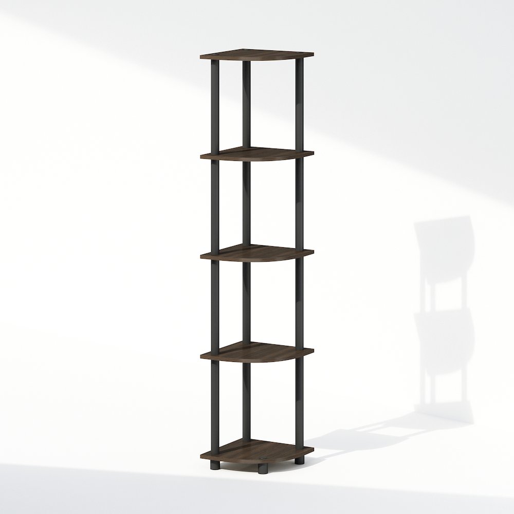 Corner Shelf, 5-Tier Corner Display Rack, Shelving Unit, Brown Grain. Picture 2