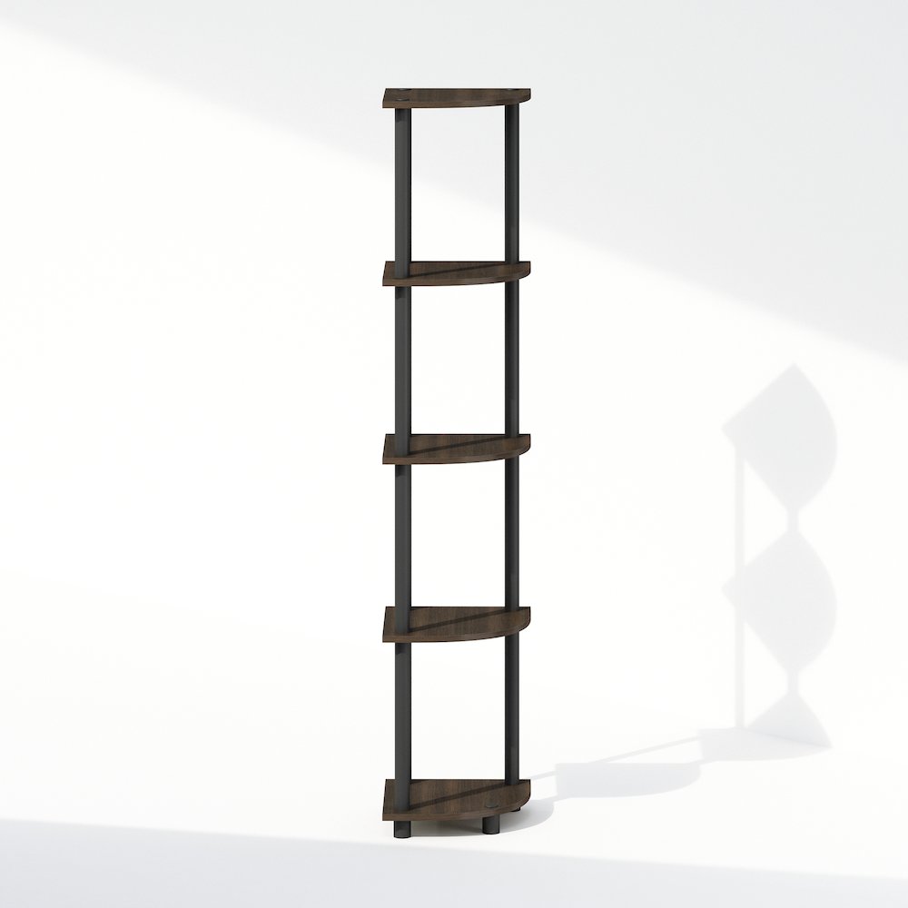 Corner Shelf, 5-Tier Corner Display Rack, Shelving Unit, Brown Grain. Picture 1