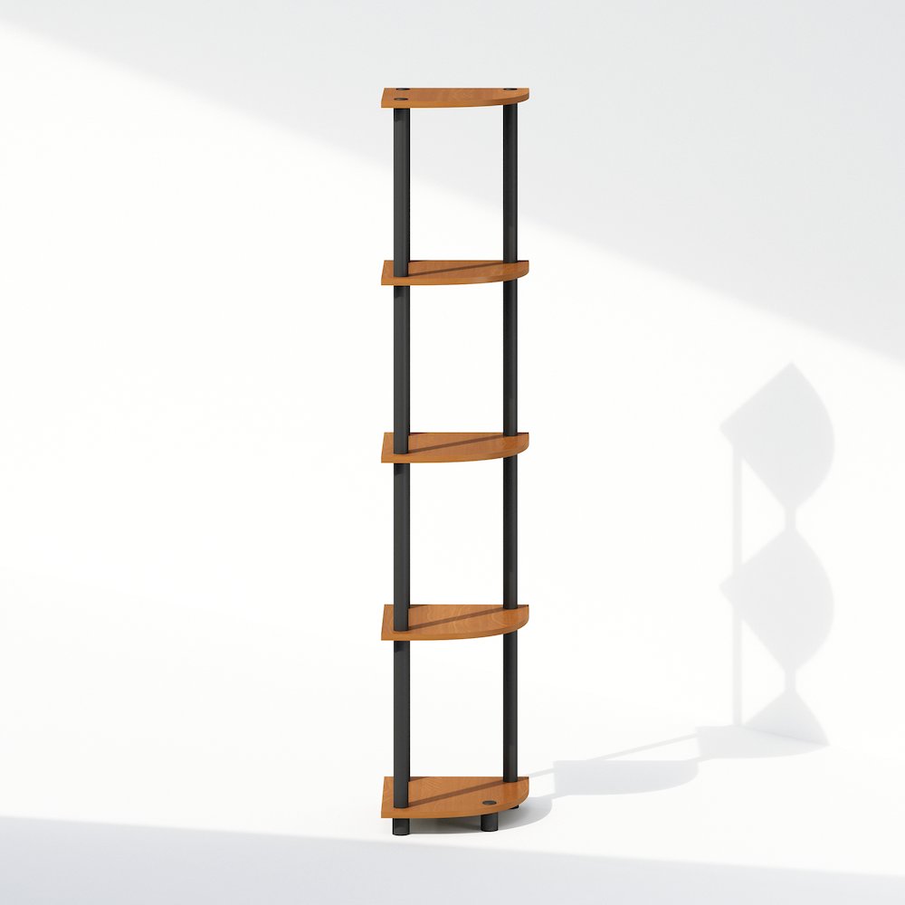 Corner Shelf, 5-Tier Corner Display Rack, Shelving Unit, Light Cherry Oak. Picture 2