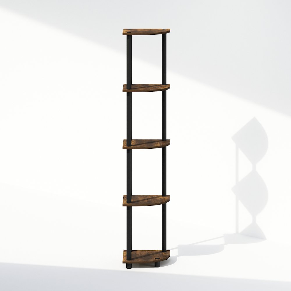 Corner Shelf, 5-Tier Corner Display Rack, Shelving Unit, Amber Oak. Picture 2