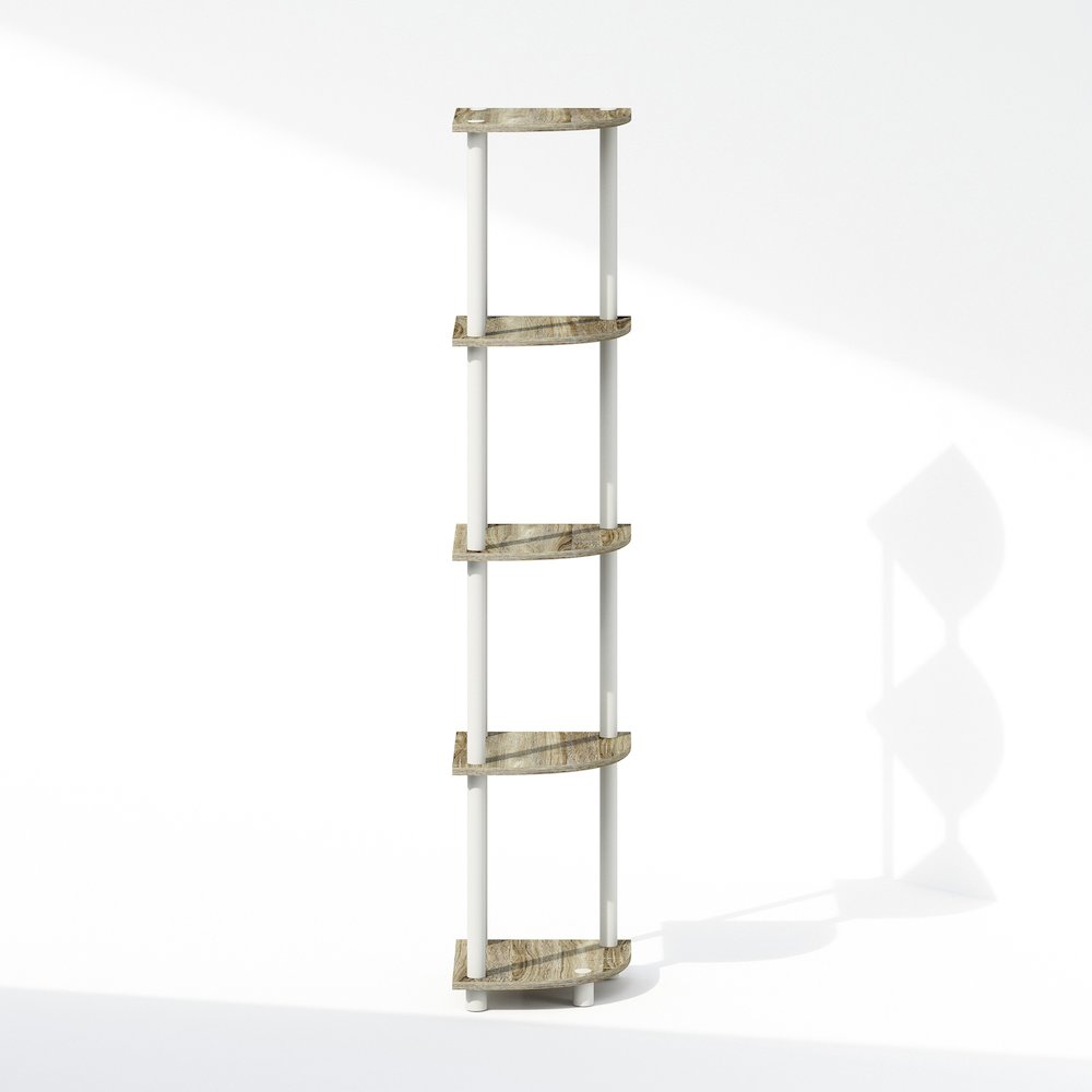 Corner Shelf, 5-Tier Corner Display Rack, Shelving Unit, Light Oak. Picture 2