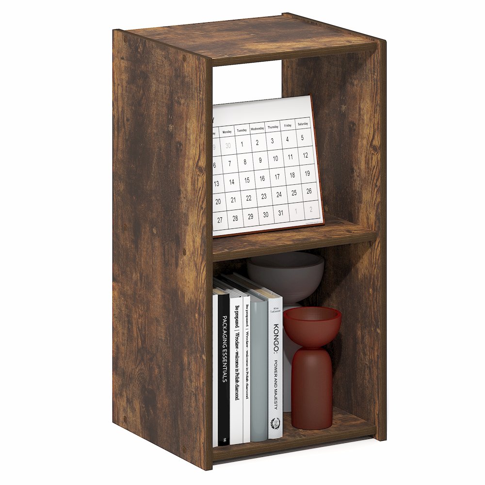 PELLI Book Shelf, 2 Cube Bookshelf with Open Back & Closed Back Cubes. Picture 4