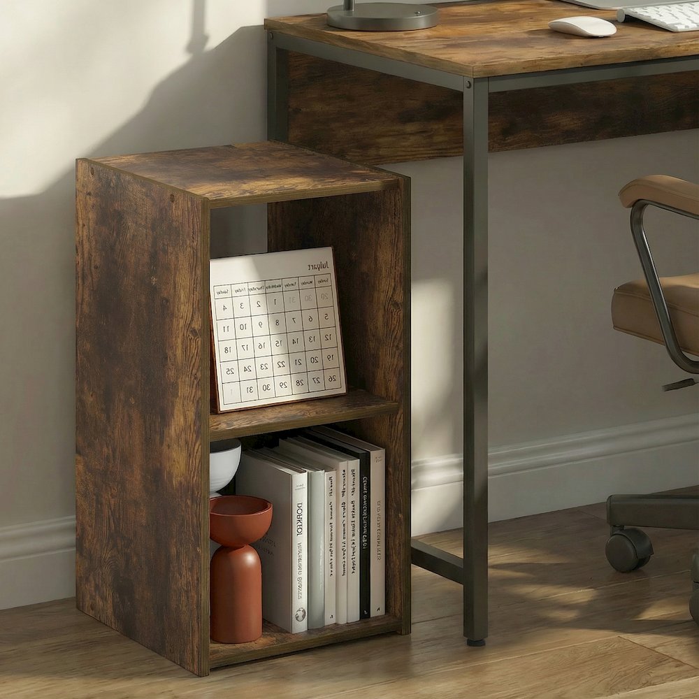 PELLI Book Shelf, 2 Cube Bookshelf with Open Back & Closed Back Cubes. Picture 2