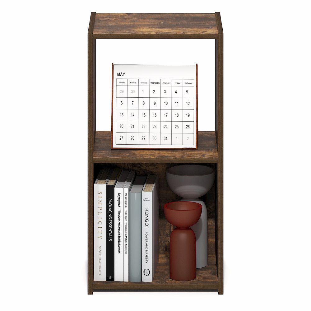 PELLI Book Shelf, 2 Cube Bookshelf with Open Back & Closed Back Cubes. Picture 6
