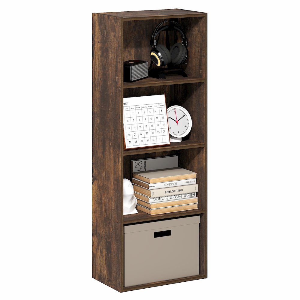 LUDER Book Shelf, 4-Tier Bookshelf, Bookcase with Open Shelf, 9.3 x 15.6 x 41.7. Picture 4