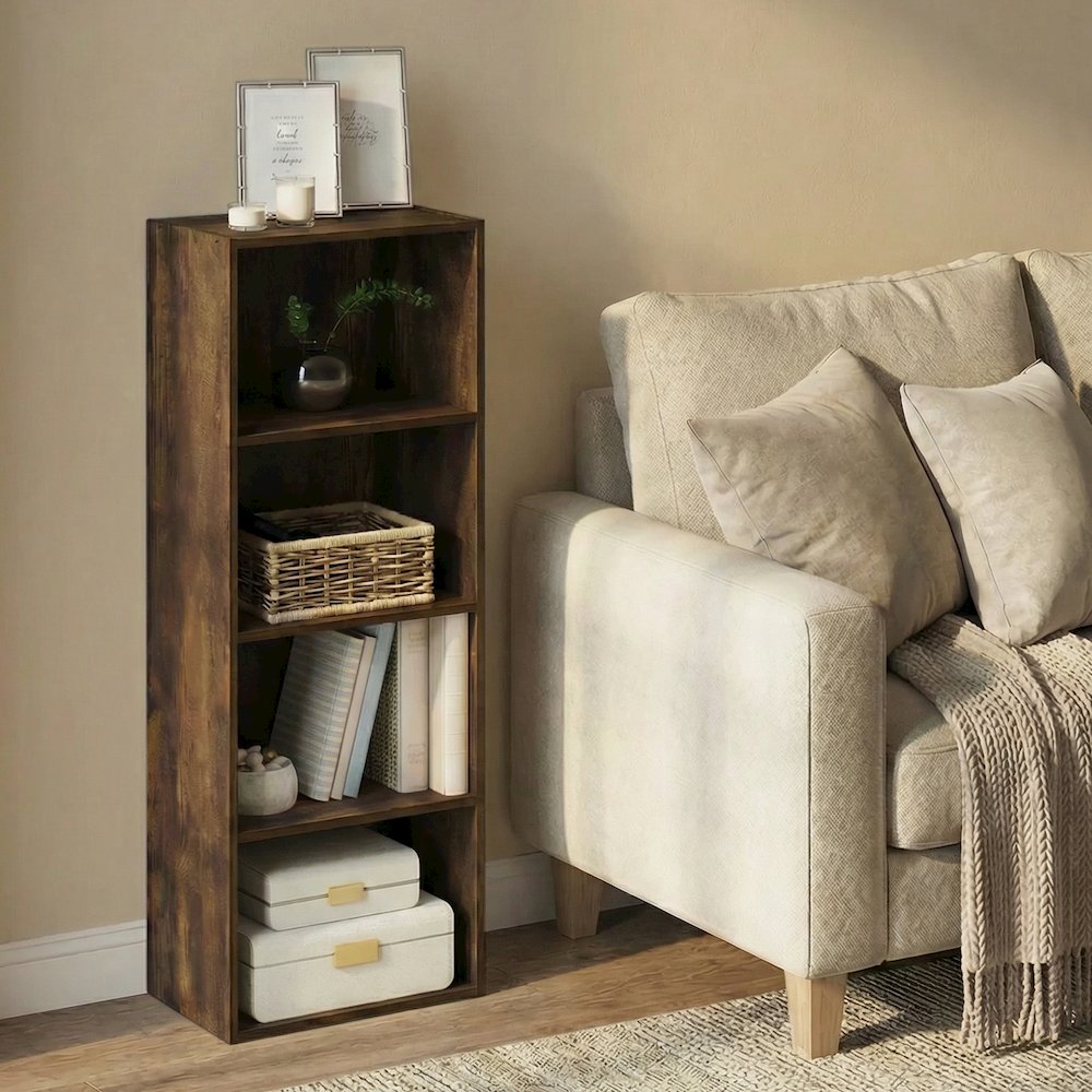 LUDER Book Shelf, 4-Tier Bookshelf, Bookcase with Open Shelf, 9.3 x 15.6 x 41.7. Picture 5