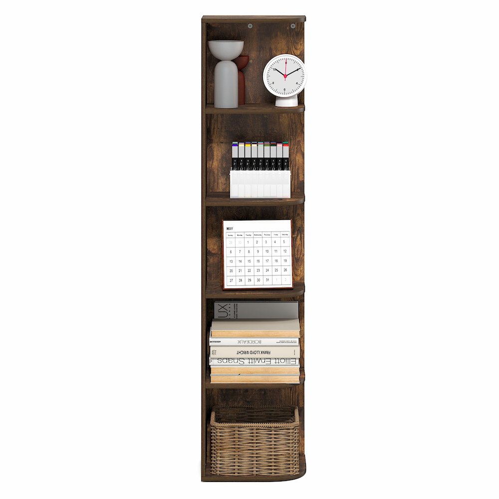 PASIR Book Shelf, 5-Tier Corner Bookshelf with Open Shelf, 9.3 x 12 x 51.7. Picture 6
