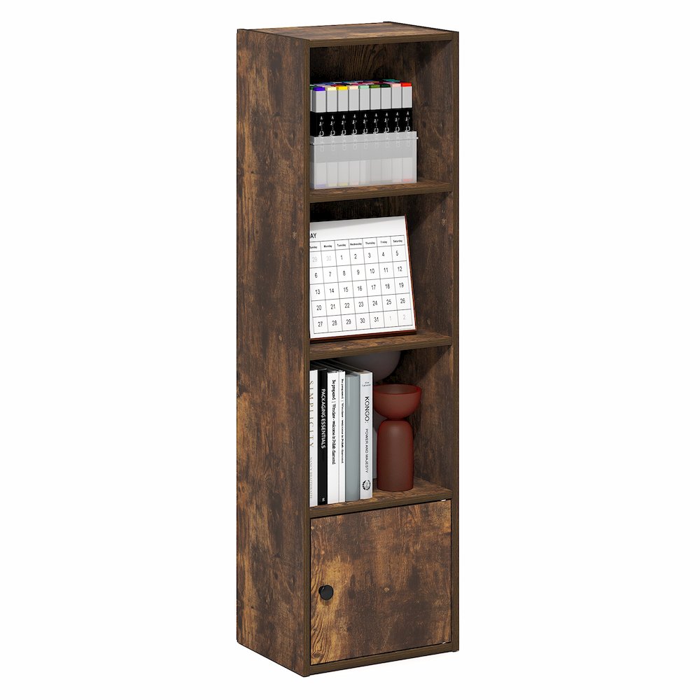 LUDER Book Shelf, 4-Tier Bookshelf with Open Shelf, 9.3 x 12 x 41.8. Picture 4