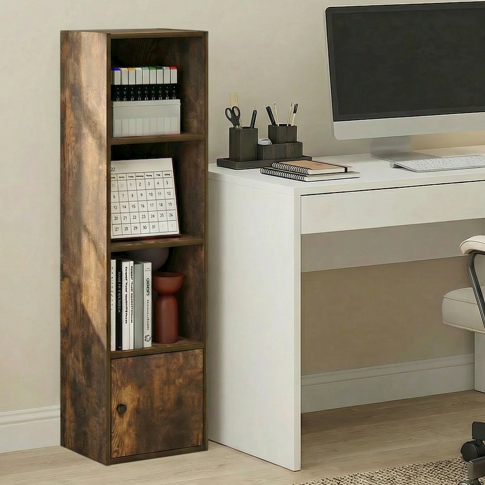 LUDER Book Shelf, 4-Tier Bookshelf with Open Shelf, 9.3 x 12 x 41.8. Picture 2