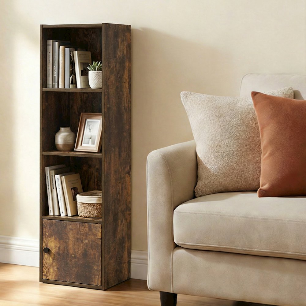 LUDER Book Shelf, 4-Tier Bookshelf with Open Shelf, 9.3 x 12 x 41.8. Picture 6