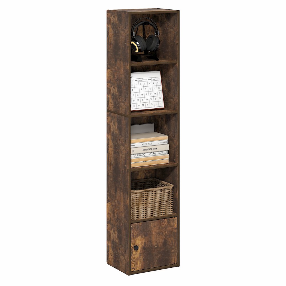 LUDER Book Shelf, 5-Tier Bookshelf with Open Shelf, 9.3 x 12 x 52. Picture 4