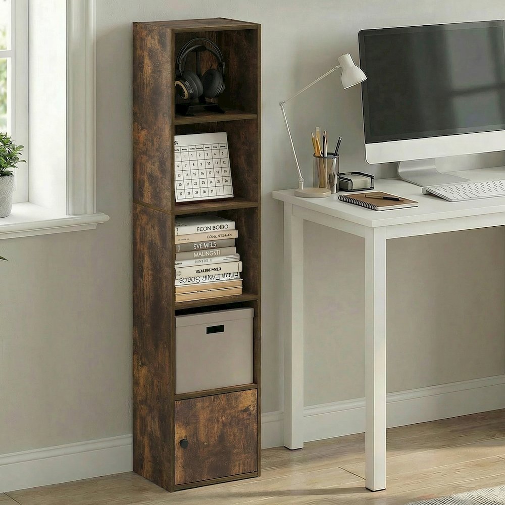 LUDER Book Shelf, 5-Tier Bookshelf with Open Shelf, 9.3 x 12 x 52. Picture 2