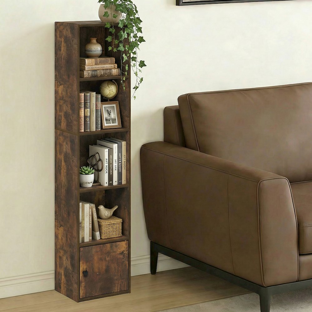 LUDER Book Shelf, 5-Tier Bookshelf with Open Shelf, 9.3 x 12 x 52. Picture 6