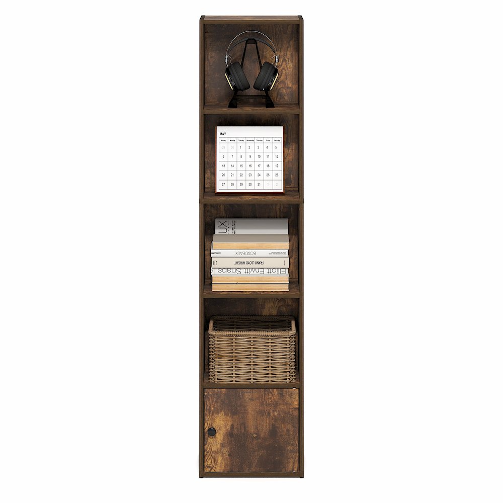 LUDER Book Shelf, 5-Tier Bookshelf with Open Shelf, 9.3 x 12 x 52. Picture 7