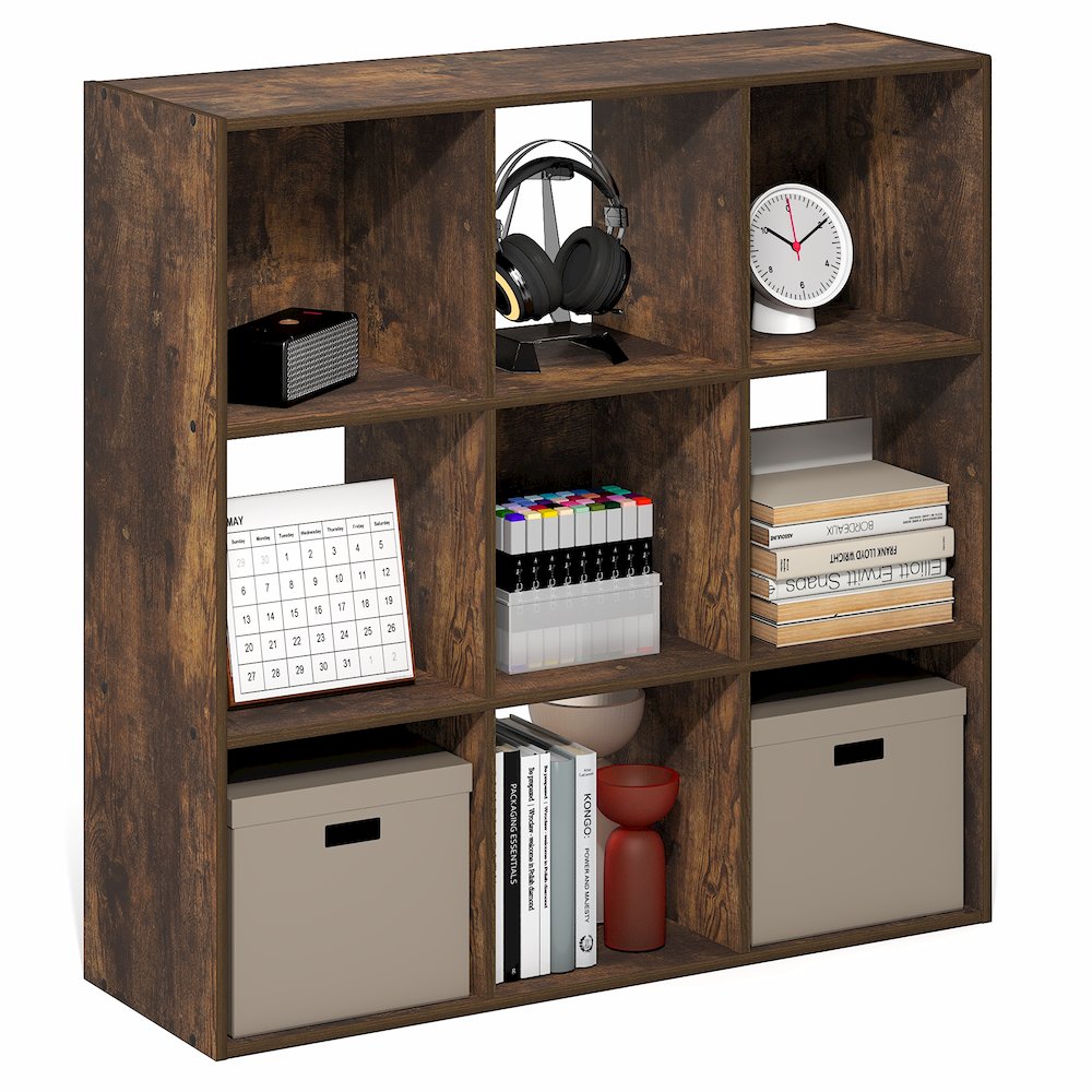PELLI Book Shelf, 9-Cube Bookshelf, 3x3 Cube Storage Organizer Bookcase. Picture 4