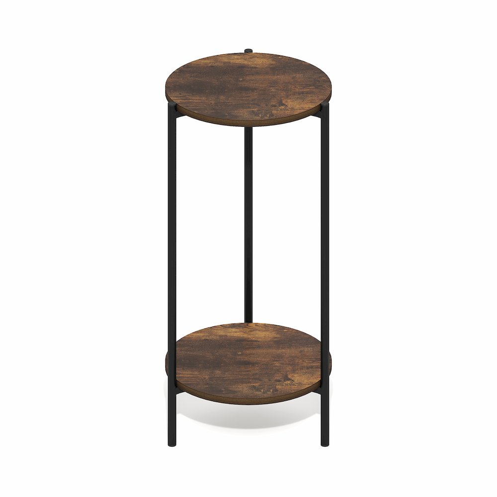 BESI Side Table, 2-Tier Tall Round Narrow End Table with Metal Legs. Picture 1