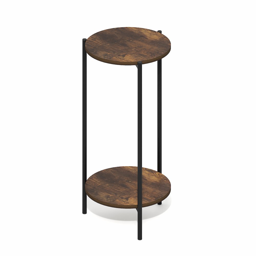 BESI Side Table, 2-Tier Tall Round Narrow End Table with Metal Legs. Picture 3