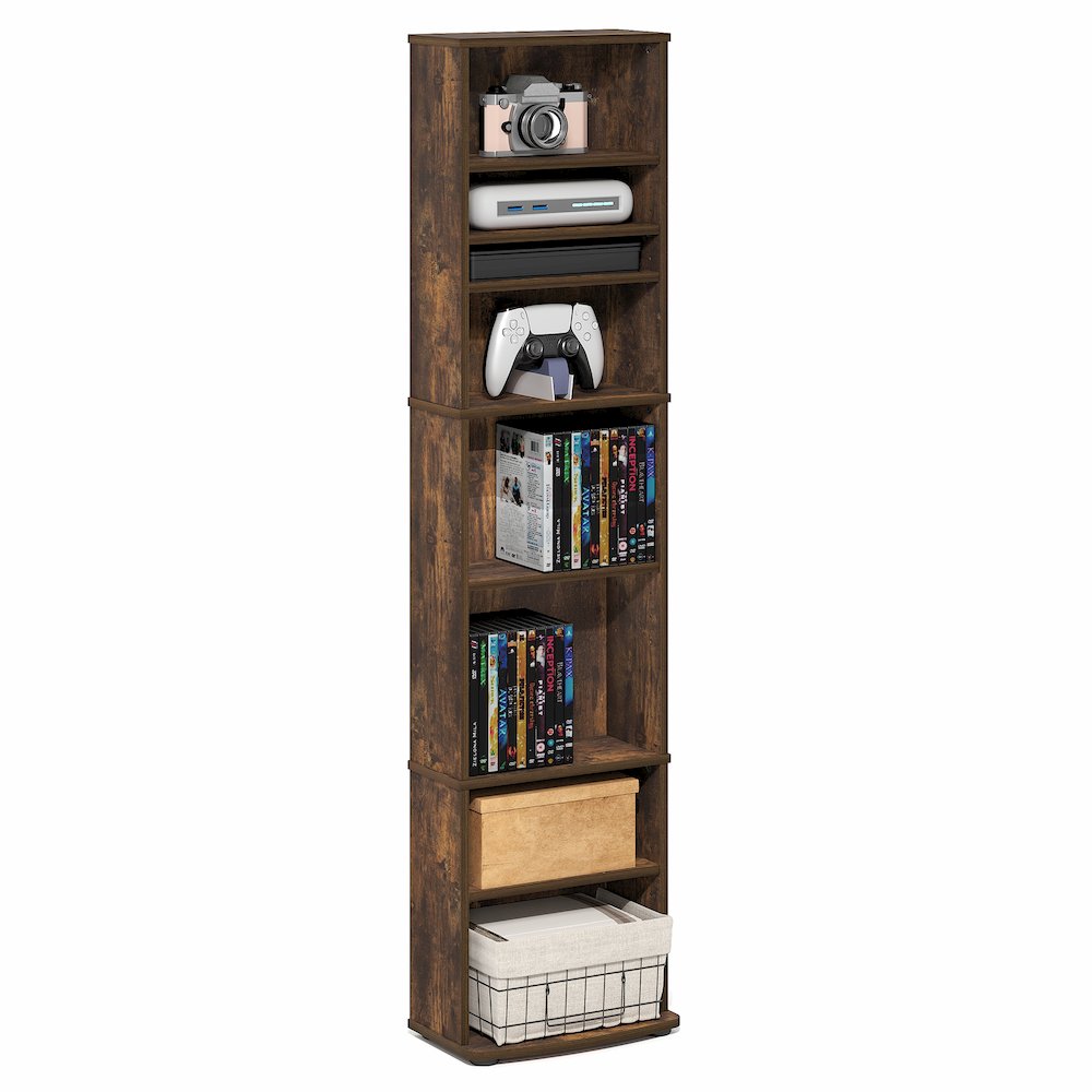 JAYA DVD Shelf, 8-Tier Tall Narrow CD Rack, Media Shelf with Adjustable Shelves. Picture 5