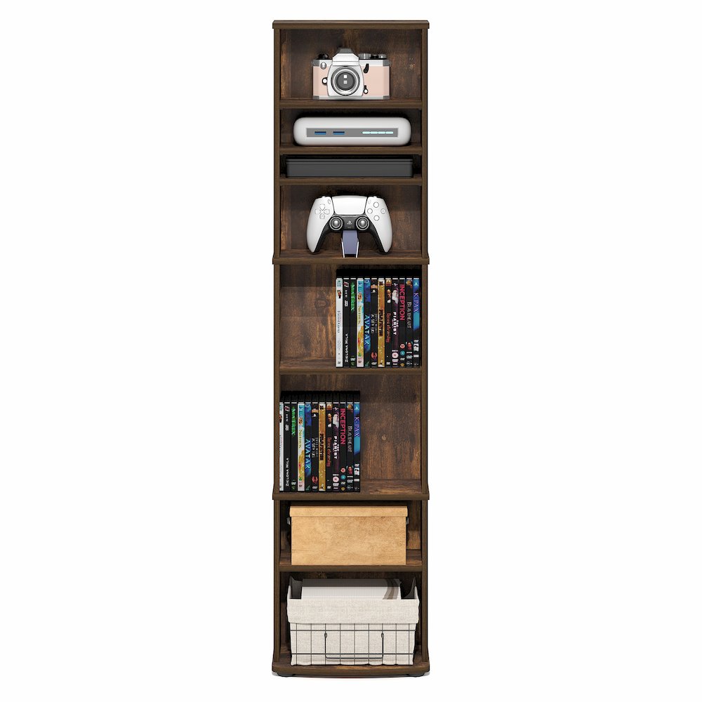 JAYA DVD Shelf, 8-Tier Tall Narrow CD Rack, Media Shelf with Adjustable Shelves. Picture 4