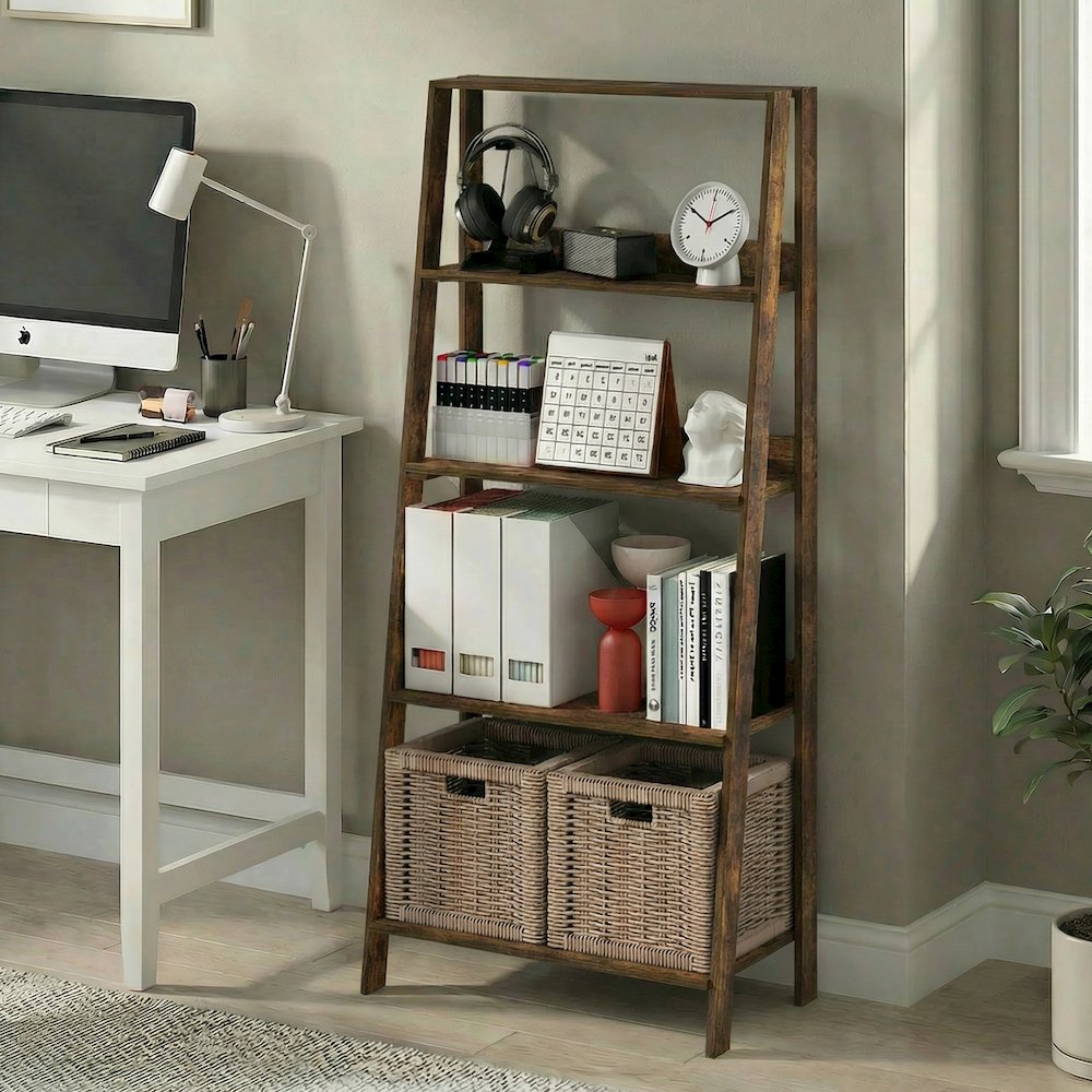 LADDER Book Shelf, 5-Tier Ladder Shelf, 13 x 23.6 x 53.5. Picture 5