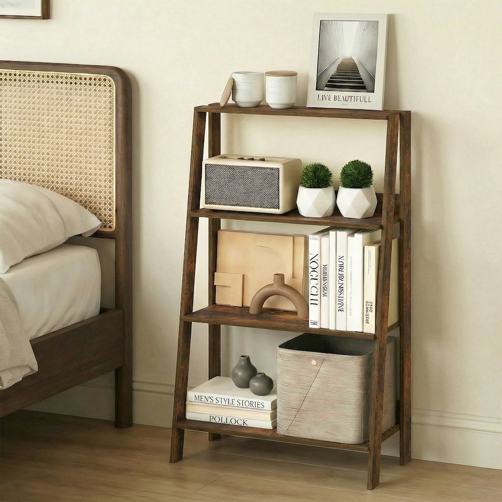 LADDER Shelf, 4-Tier Ladder Book Shelf, Open Frame Design Bookcase, Storage Rack. Picture 5