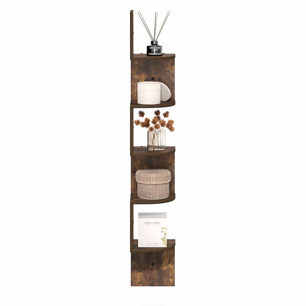 ROSSI Floating Book Shelves for Wall, 5-Tier Zigzag Corner Shelf Wall Mounted. Picture 4