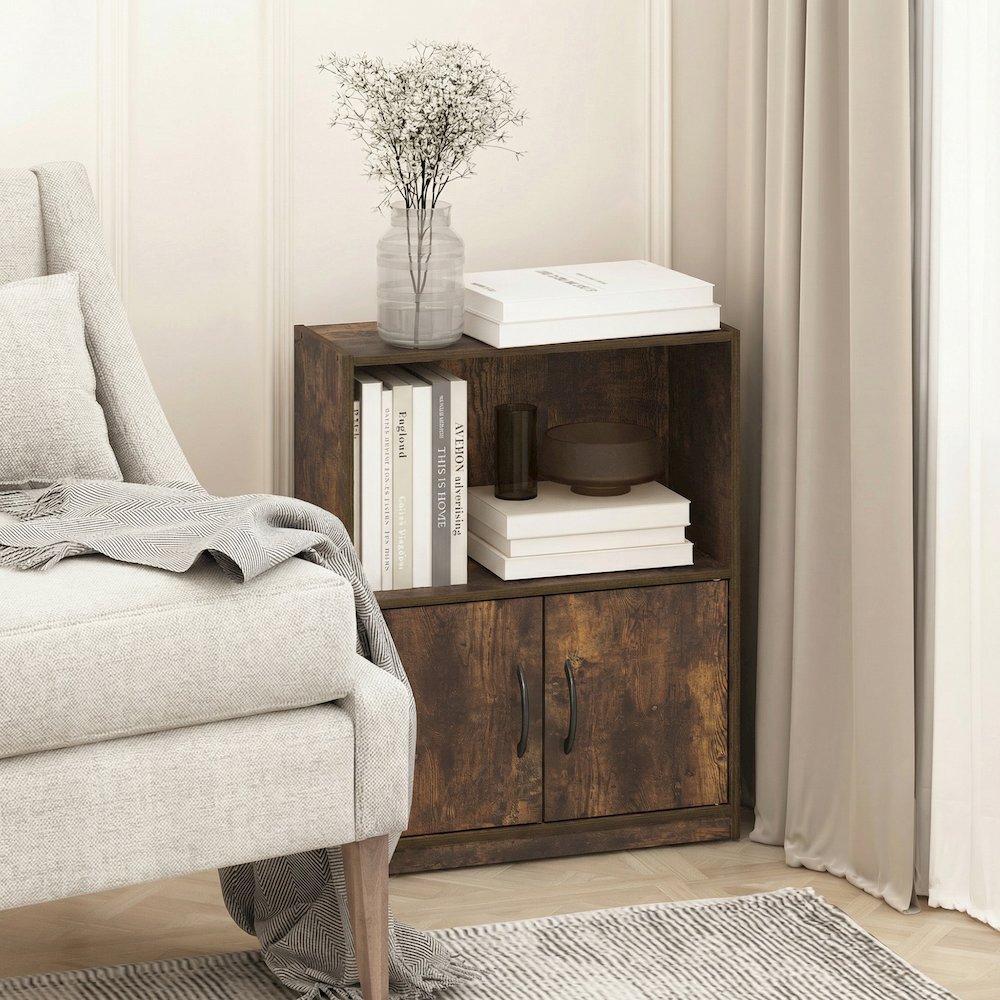 GRUEN Book Shelf, 2-Tier Small Bookshelf, 9.3 x 21.8 x 27. Picture 6