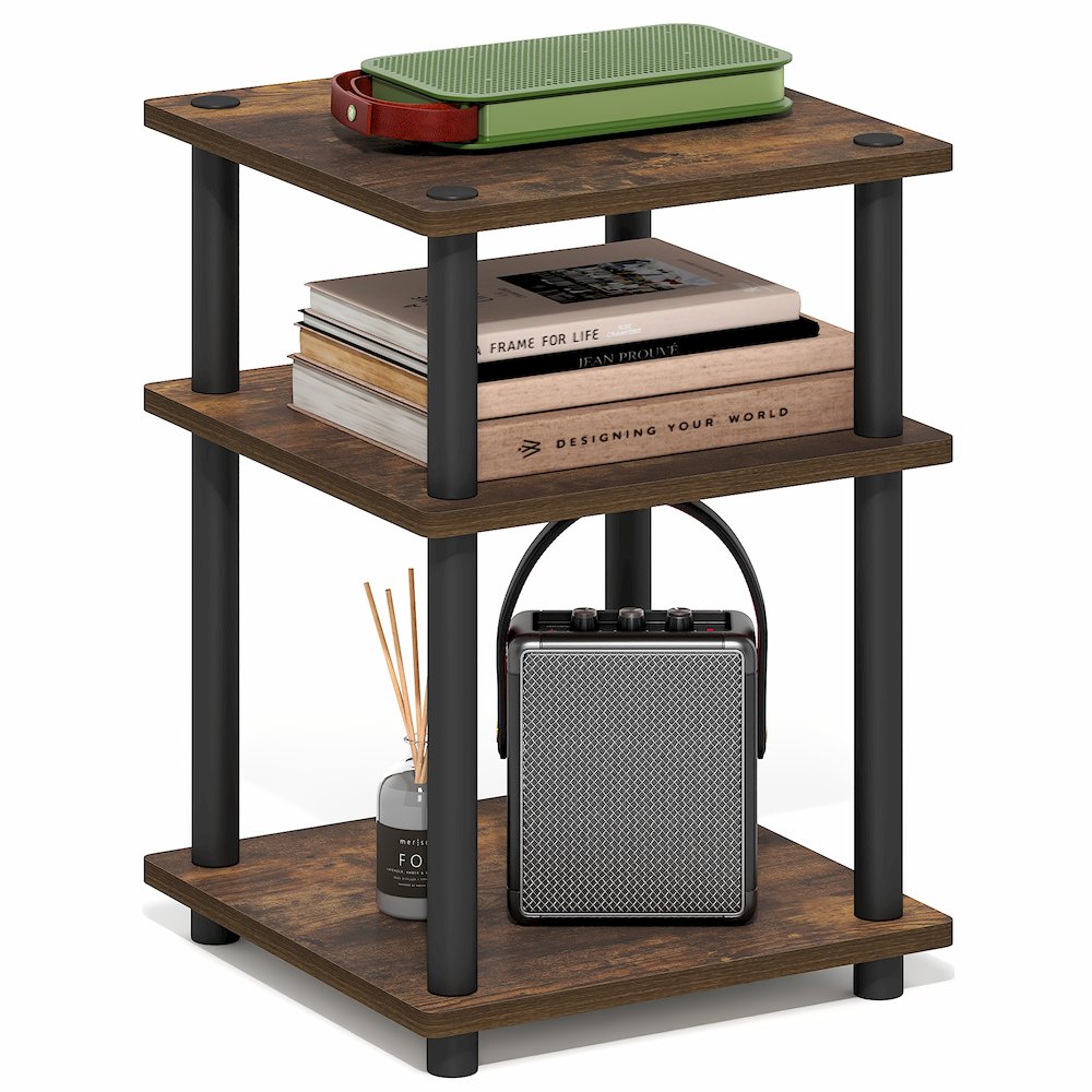 TURN-N-TUBE Side Table, 3-Tier Square Modern End Table, Night Stand. Picture 4