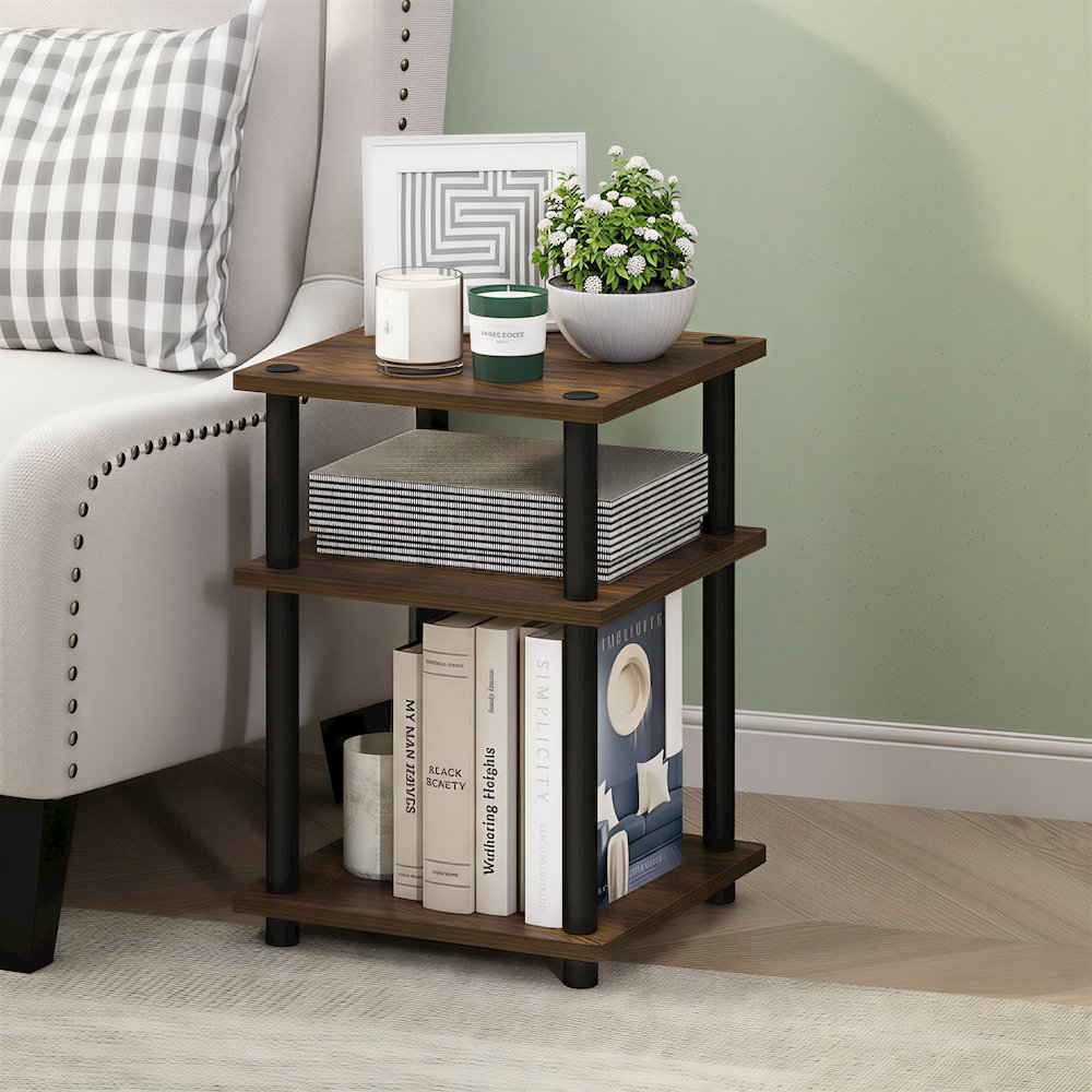 TURN-N-TUBE Side Table, 3-Tier Square Modern End Table, Night Stand. Picture 2