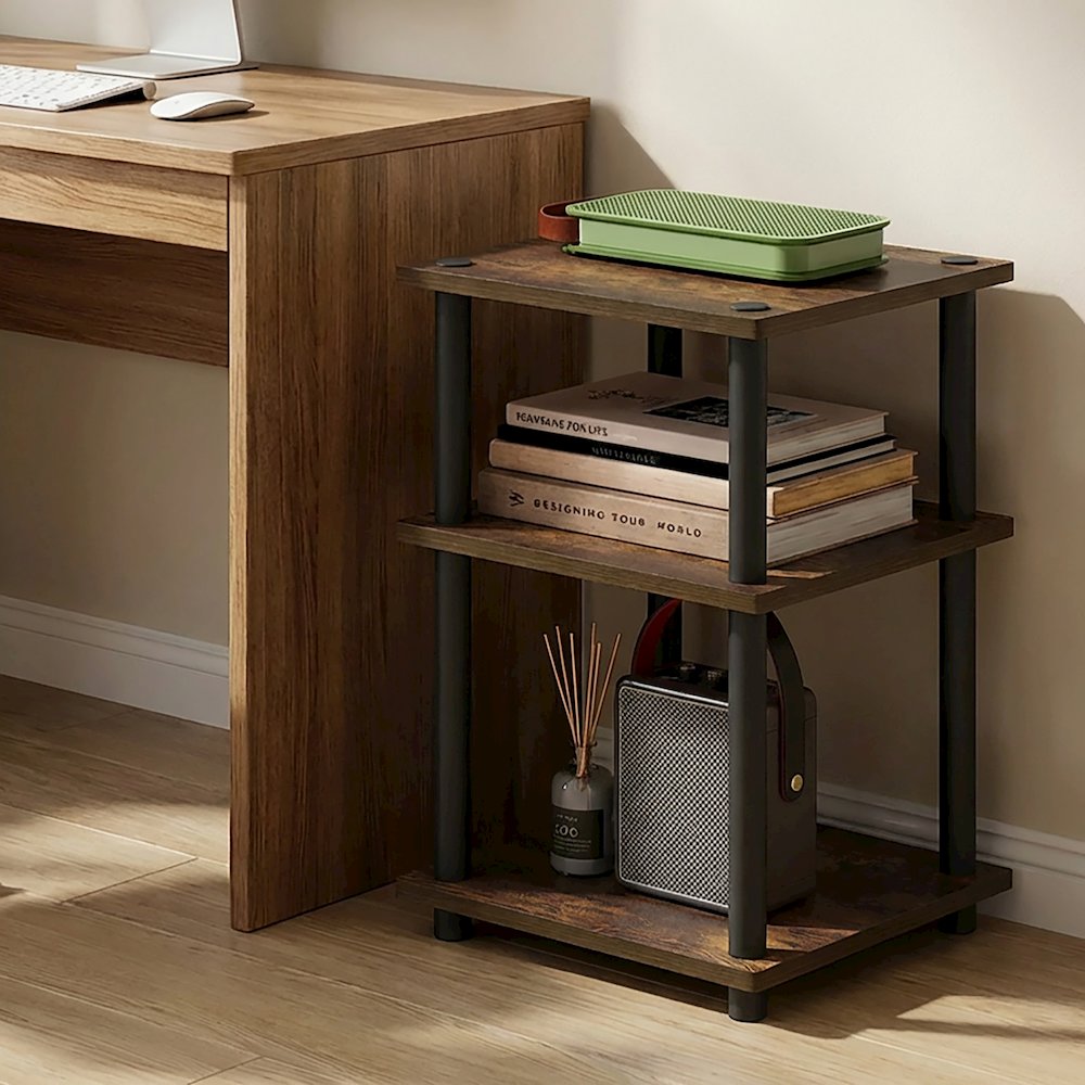 TURN-N-TUBE Side Table, 3-Tier Square Modern End Table, Night Stand. Picture 5