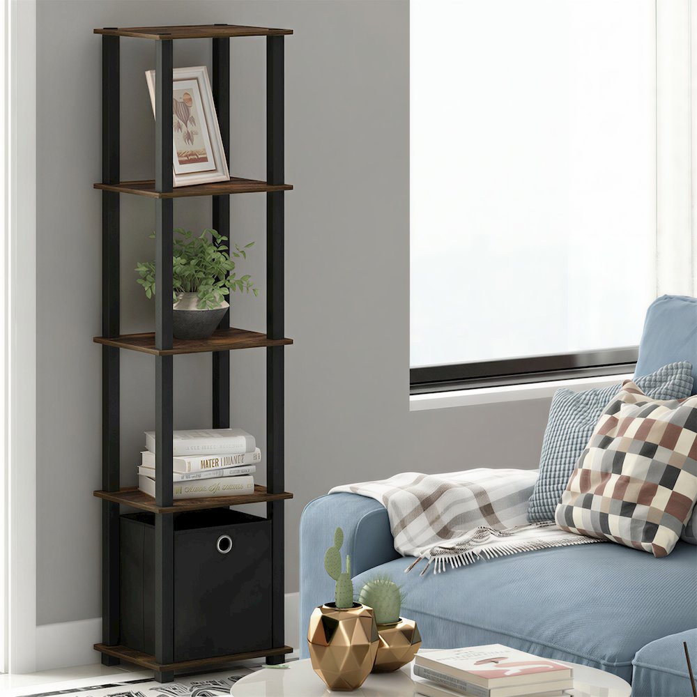 TURN-N-TUBE Book Shelf, 5-Tier Square Open Frame Display Shelf, Shelving Unit. Picture 2