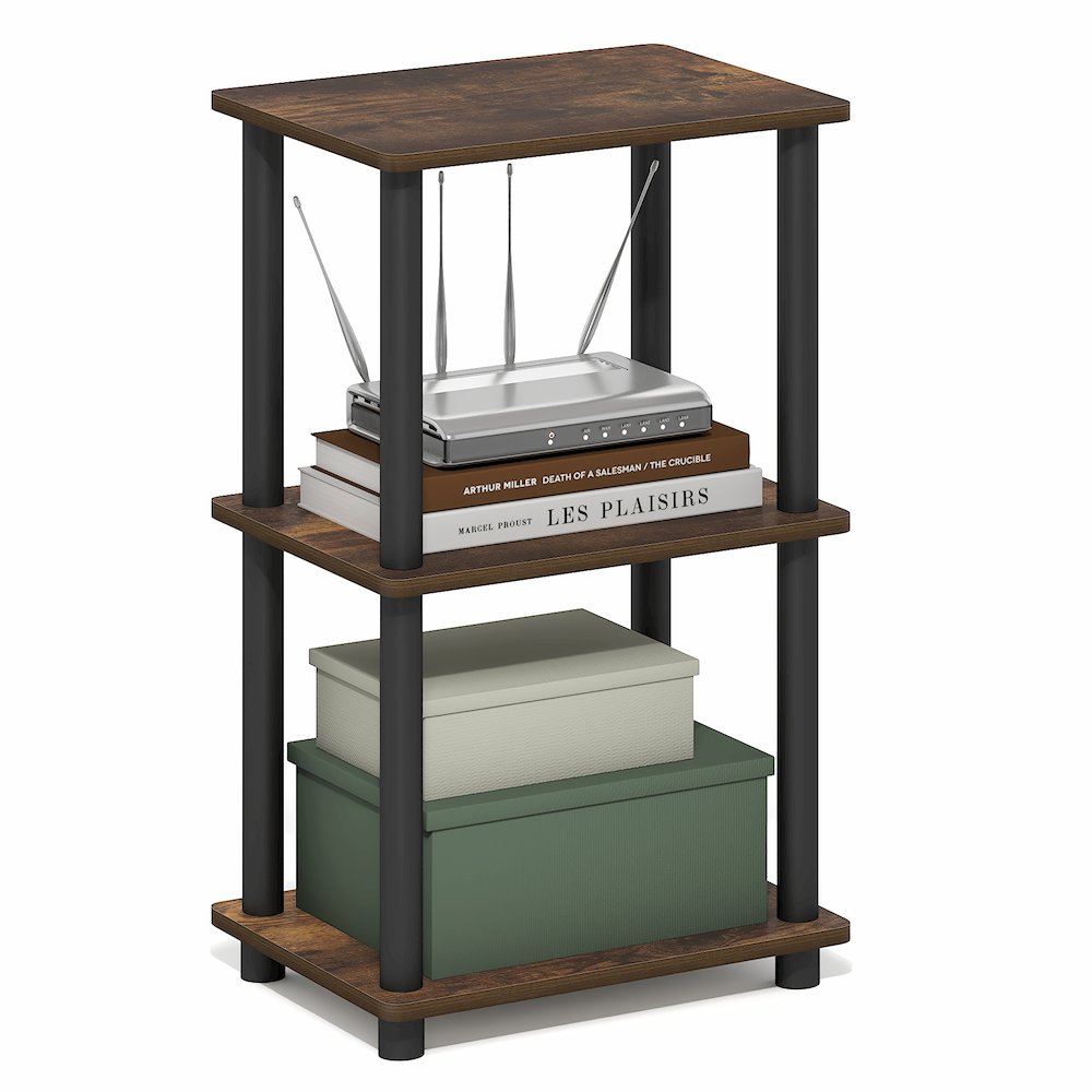 TURN-N-TUBE Storage Shelves, 3-Tier Open Frame Book Shelf, Standing Corner Shelf. Picture 4