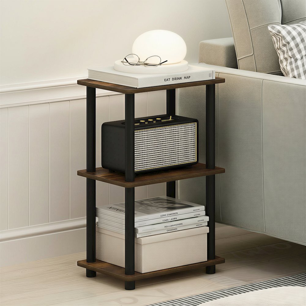 TURN-N-TUBE Storage Shelves, 3-Tier Open Frame Book Shelf, Standing Corner Shelf. Picture 2