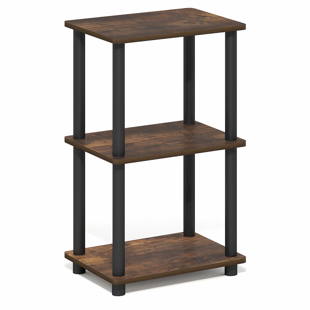 TURN-N-TUBE Storage Shelves, 3-Tier Open Frame Book Shelf, Standing Corner Shelf. Picture 1