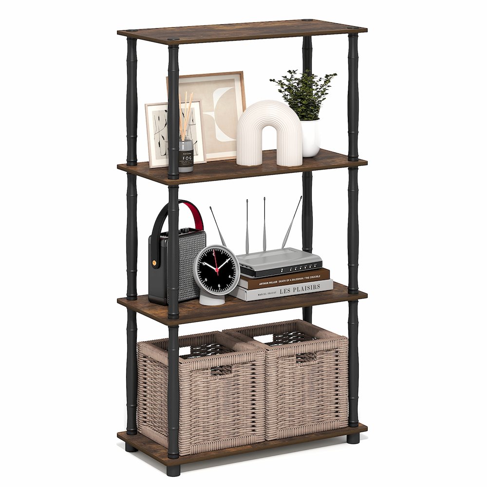 TURN-N-TUBE Storage Shelves, 4-Tier Open Frame Book Shelf, Standing Corner Shelf. Picture 4