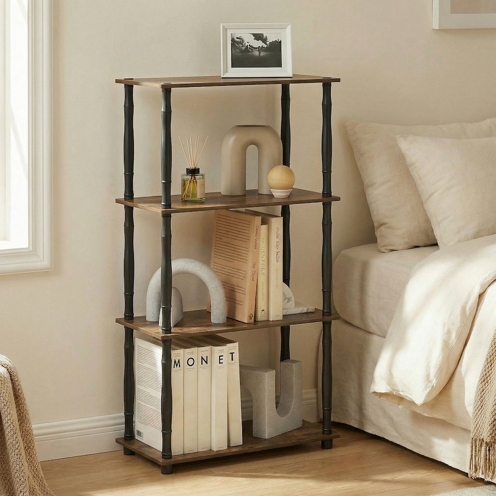TURN-N-TUBE Storage Shelves, 4-Tier Open Frame Book Shelf, Standing Corner Shelf. Picture 5
