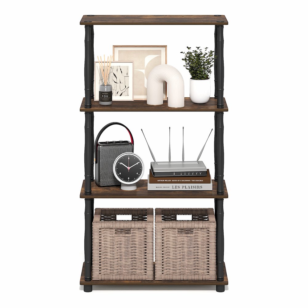 TURN-N-TUBE Storage Shelves, 4-Tier Open Frame Book Shelf, Standing Corner Shelf. Picture 6