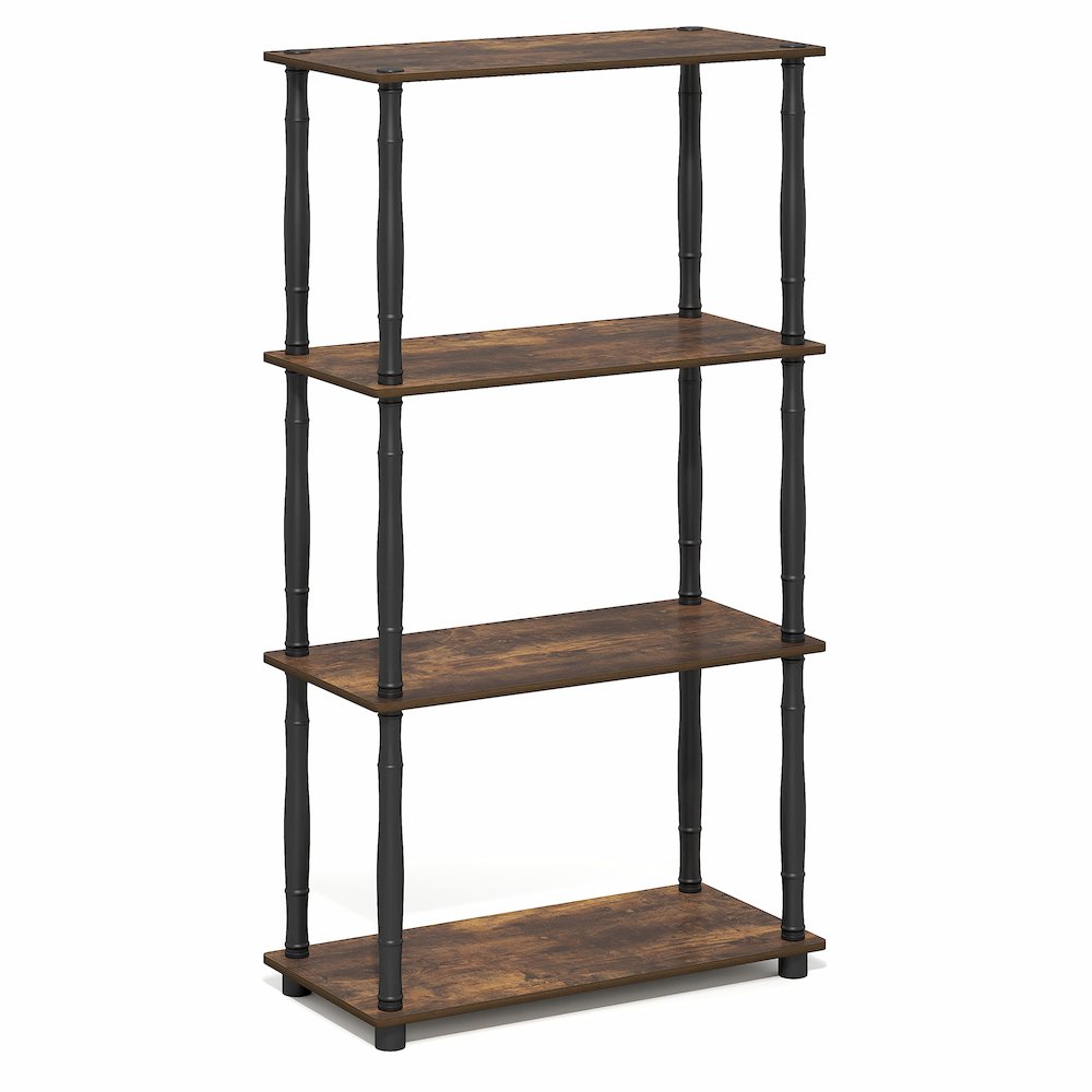 TURN-N-TUBE Storage Shelves, 4-Tier Open Frame Book Shelf, Standing Corner Shelf. Picture 1