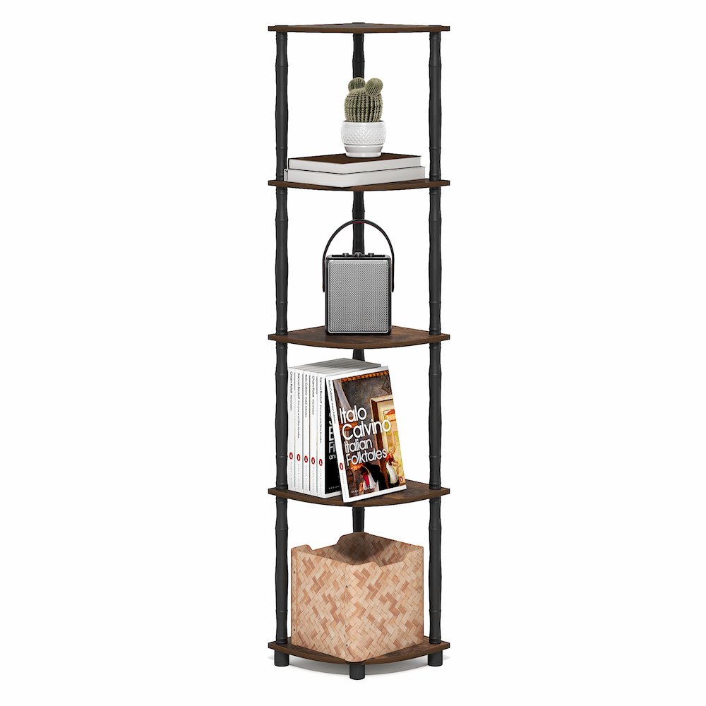TURN-N-TUBE Storage Shelves, 5-Tier Corner Book Shelf, Standing Corner Shelf. Picture 4