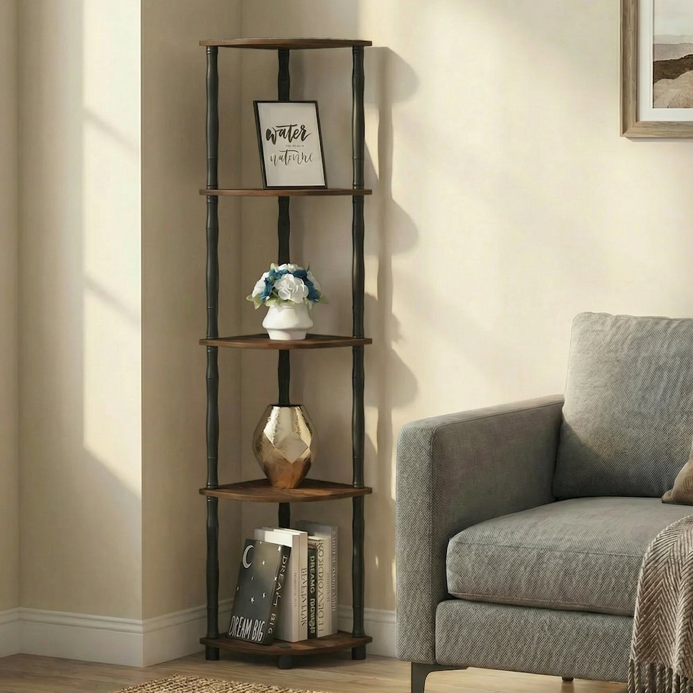 TURN-N-TUBE Storage Shelves, 5-Tier Corner Book Shelf, Standing Corner Shelf. Picture 2