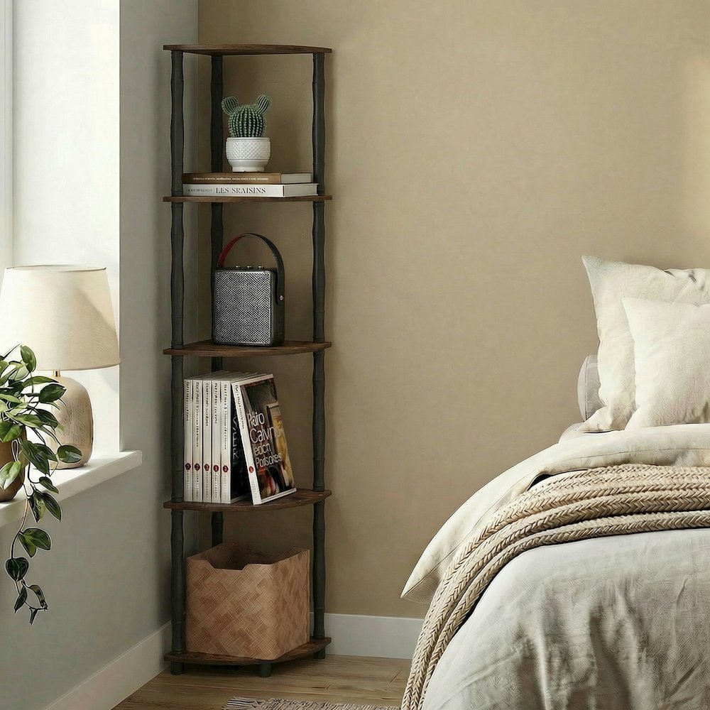 TURN-N-TUBE Storage Shelves, 5-Tier Corner Book Shelf, Standing Corner Shelf. Picture 5