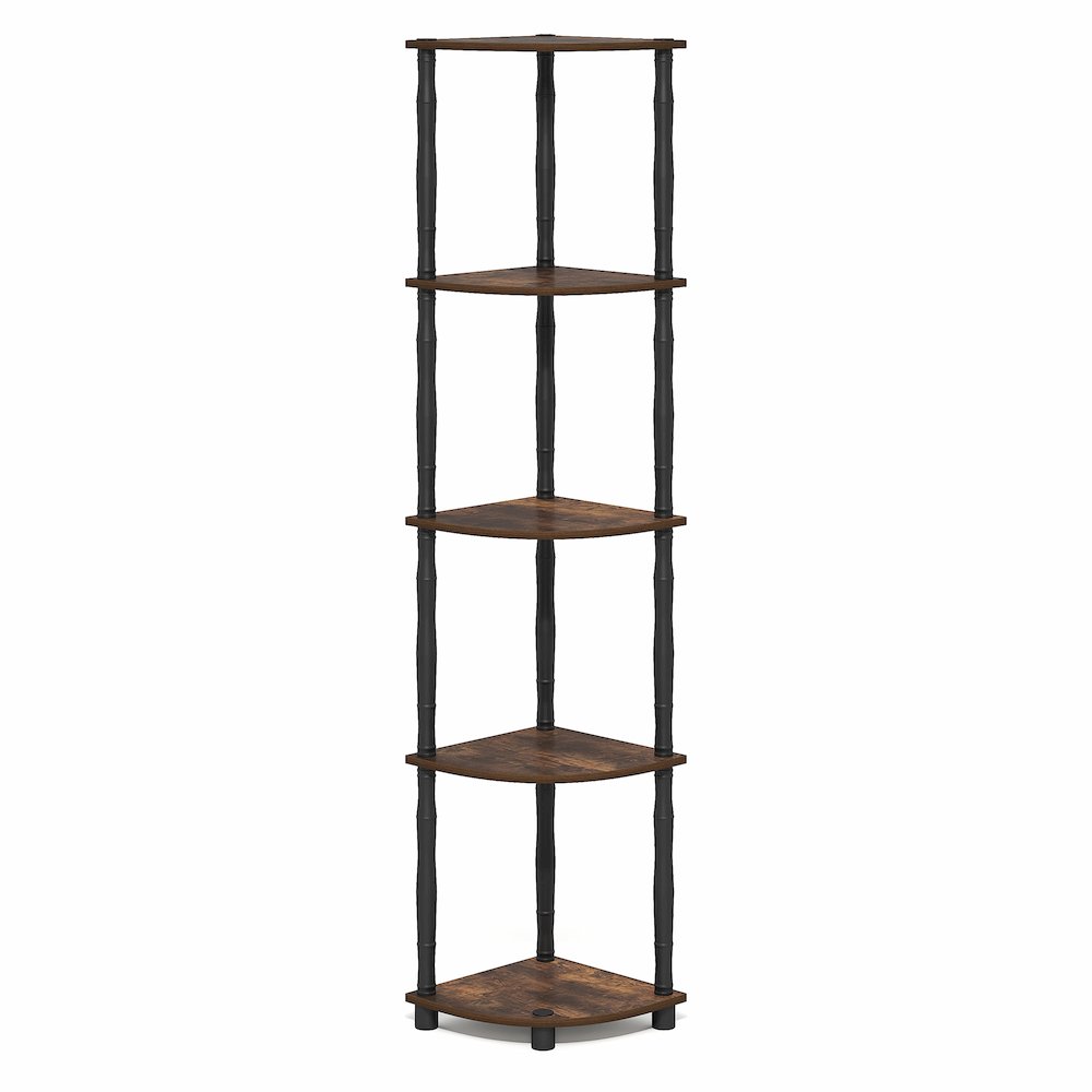 TURN-N-TUBE Storage Shelves, 5-Tier Corner Book Shelf, Standing Corner Shelf. Picture 1