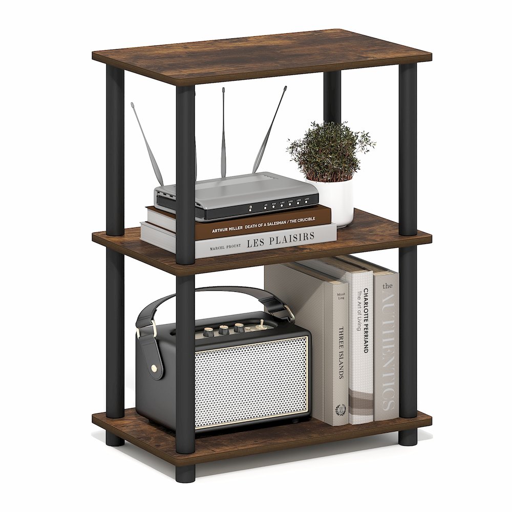 TURN-N-TUBE Storage Shelves, 3-Tier Open Frame Book Shelf, Standing Corner Shelf. Picture 4