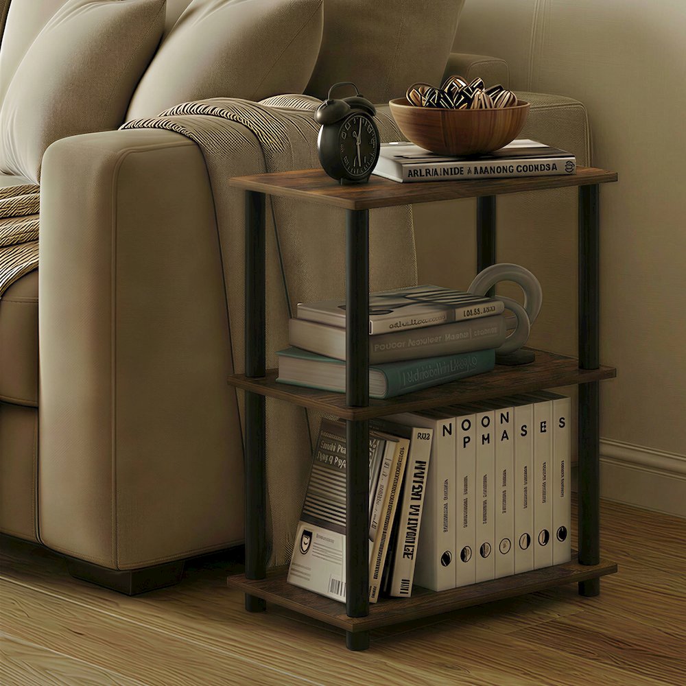 TURN-N-TUBE Storage Shelves, 3-Tier Open Frame Book Shelf, Standing Corner Shelf. Picture 2