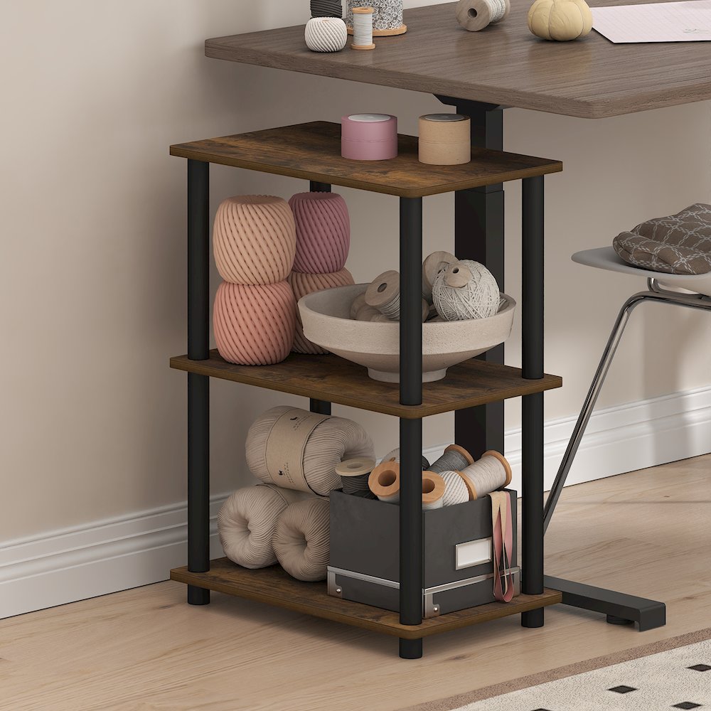 TURN-N-TUBE Storage Shelves, 3-Tier Open Frame Book Shelf, Standing Corner Shelf. Picture 5