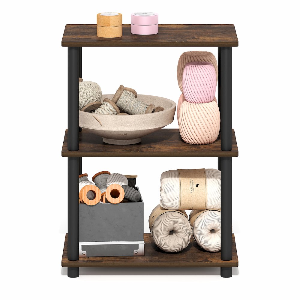 TURN-N-TUBE Storage Shelves, 3-Tier Open Frame Book Shelf, Standing Corner Shelf. Picture 6
