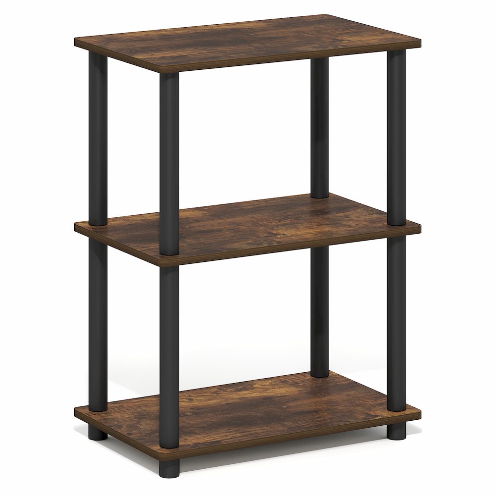 TURN-N-TUBE Storage Shelves, 3-Tier Open Frame Book Shelf, Standing Corner Shelf. Picture 1